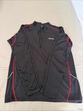 Hi-Tec Black Long Sleeve Performance Top with Red Piping